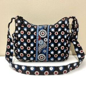 VERA BRADLEY Shoulder Bag/Crossbody Bag Floral Paisley Night Owl Pattern Black